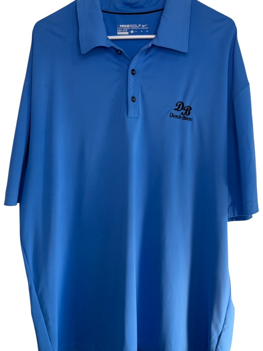 Dutch Bros MENS XL Nike Golf Dri-Fit Blue Polo DB Oversized 1992 Peace ✌🏻